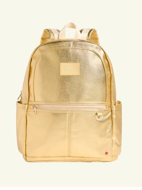 STATE Gold Metallic Kane Double Pocket Backpack